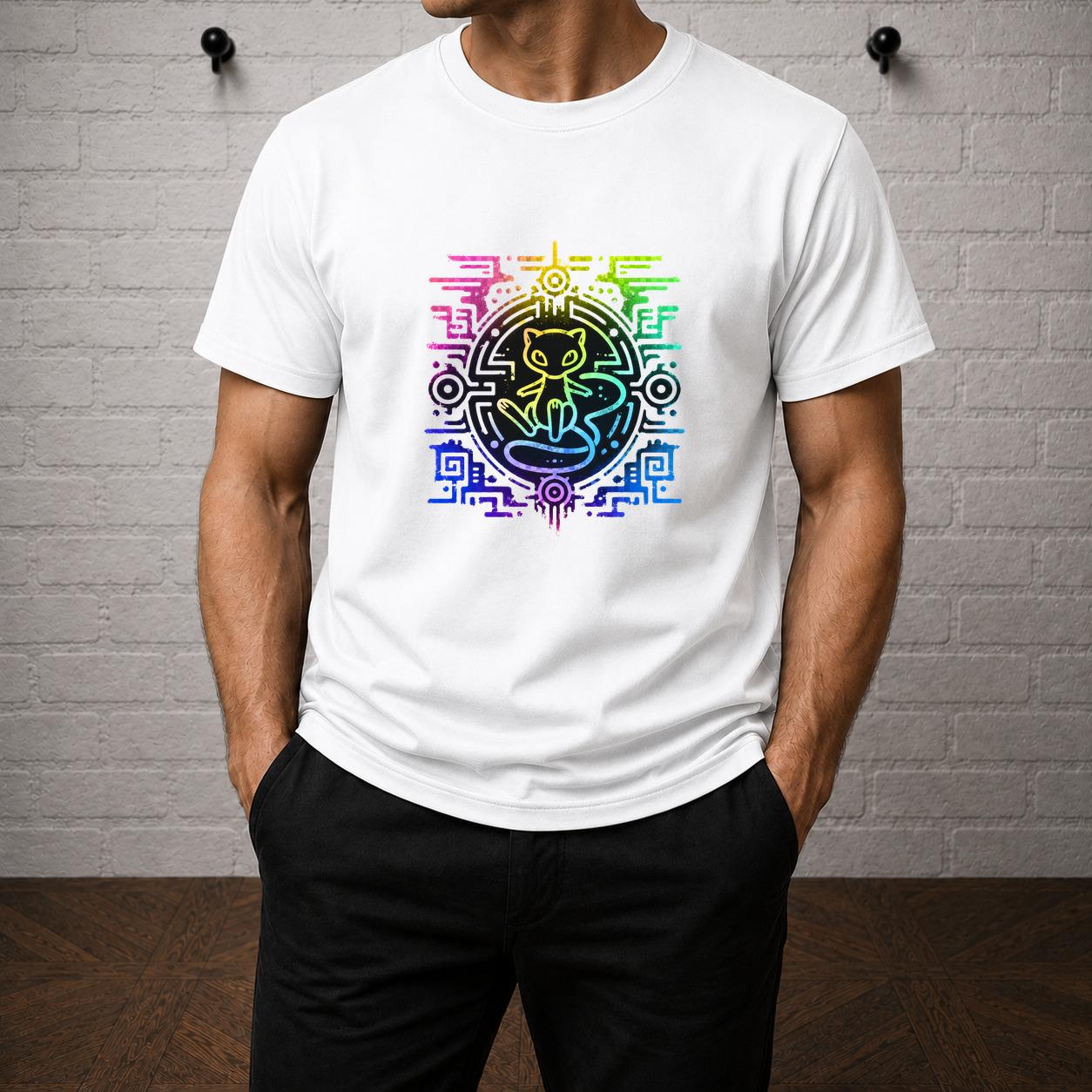 Mew Inspired Neon Anime Graphic T-Shirt