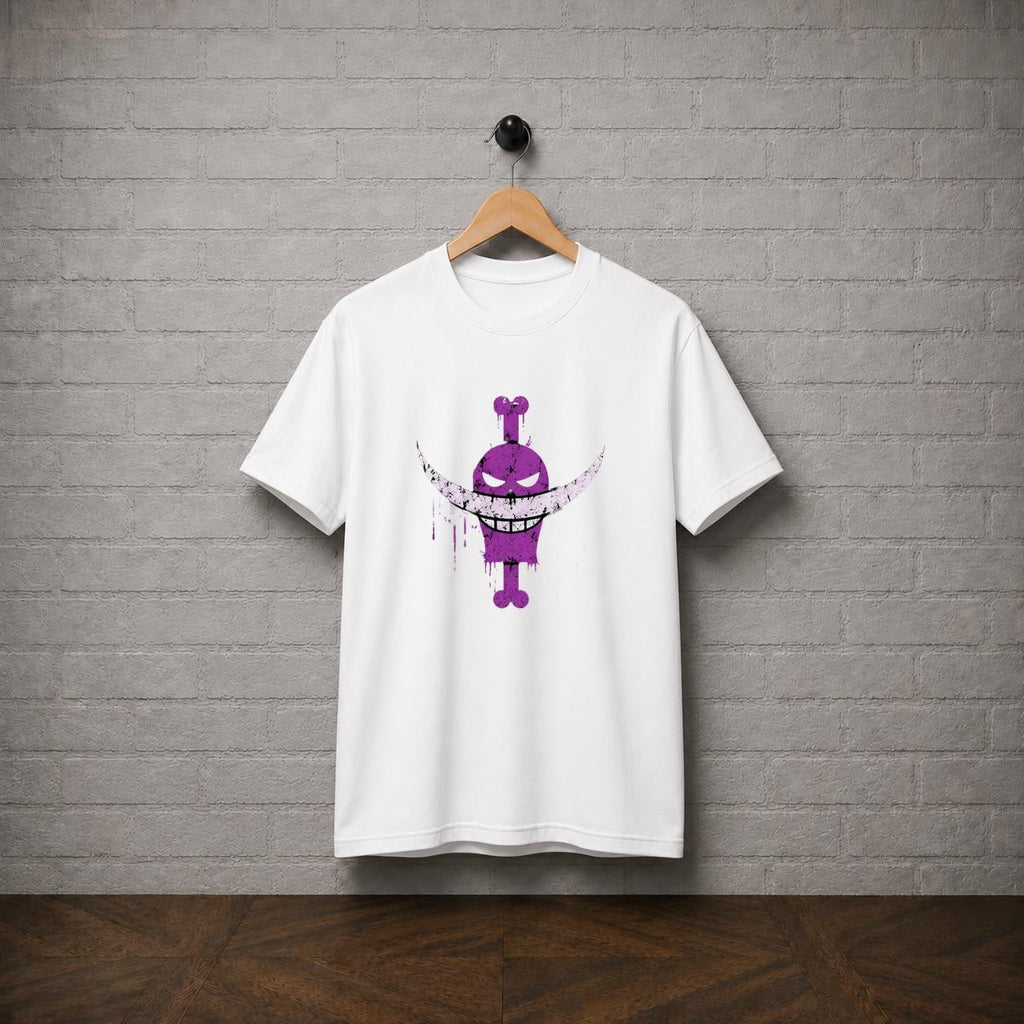 One Piece Whitebeard Pirates Anime T-Shirt, Distressed Jolly Roger Graphic Tee