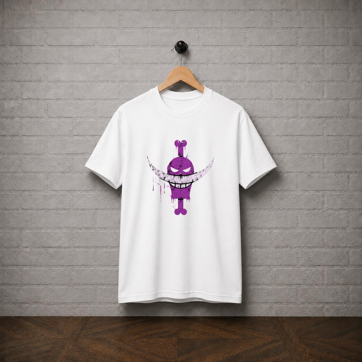 One Piece Whitebeard Pirates Anime T-Shirt, Distressed Jolly Roger Graphic Tee