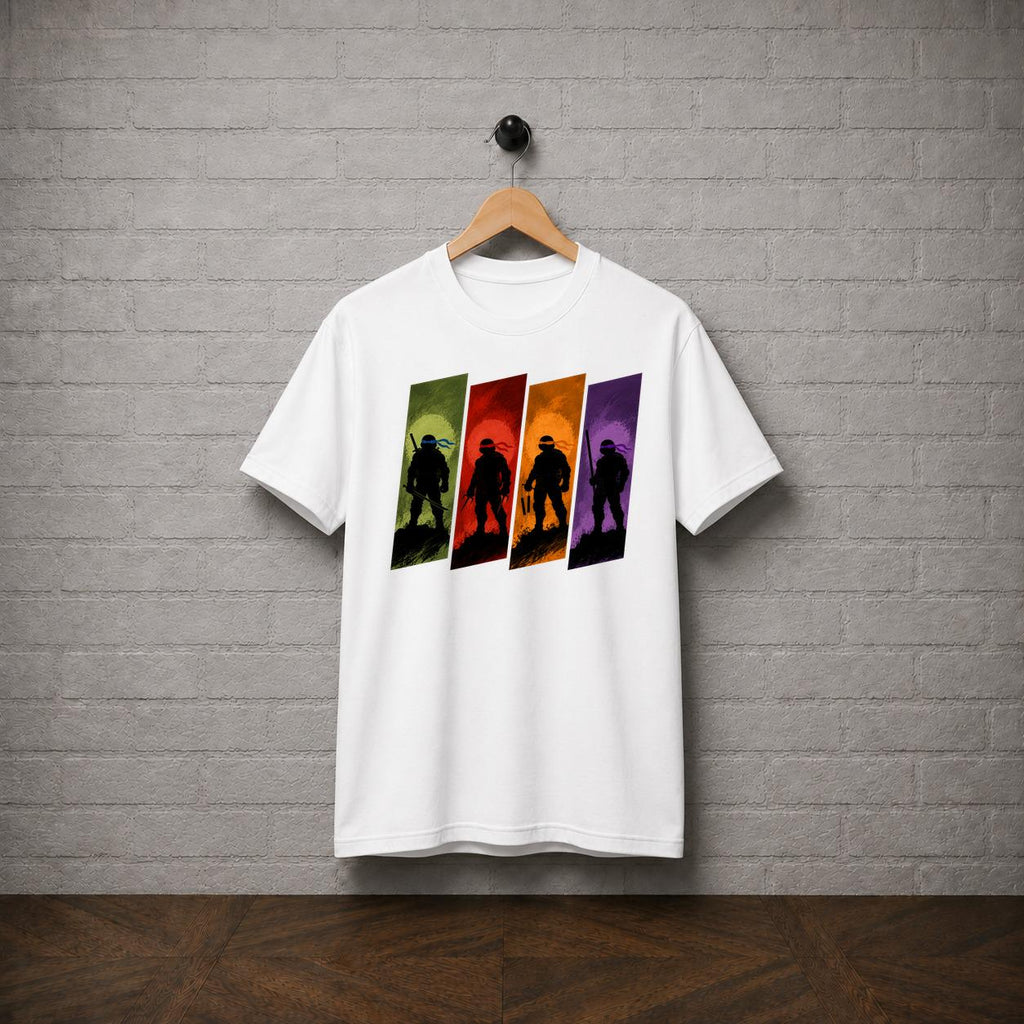 TMNT Ninja Turtle Silhouette T-Shirt, Retro Cartoon Graphic Tee