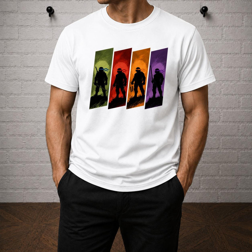 TMNT Ninja Turtle Silhouette T-Shirt, Retro Cartoon Graphic Tee